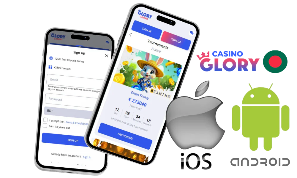 Glory Casino provides access to the mobile app free of charge